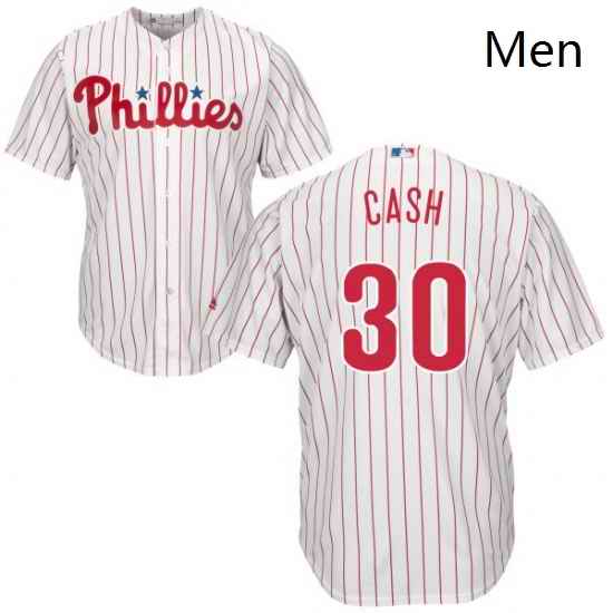 Mens Majestic Philadelphia Phillies 30 Dave Cash Replica WhiteRed Strip Home Cool Base MLB Jersey